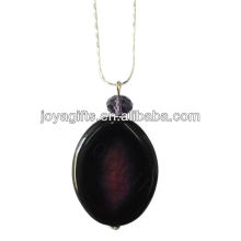 Collier pendentif en tranche d&#39;agate violet foncé et foncé avec chaîne en argent